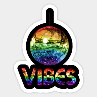 70s Rainbow Pride Disco Ball Vibes Sticker